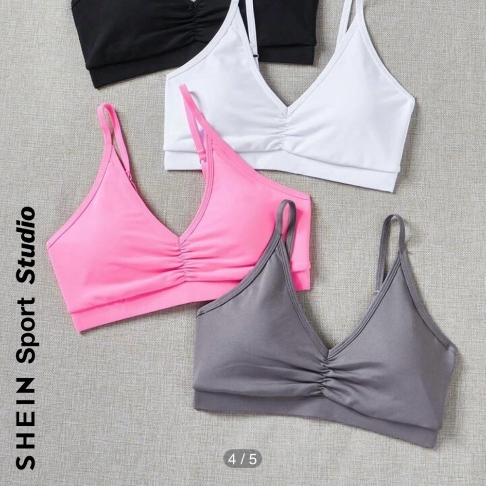 SHEIN Sport Studio Women Solid Color Spaghetti Strap Bra w/ Adjustable Straps - Picture 11 of 16